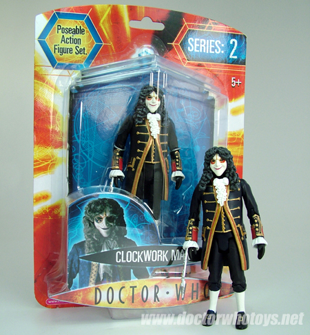 Black Clockwork Man (in pack) and revised Dark Blue Clockwork Man (posed) - All images exclusively approved for use only on doctorwhotoys.net by Designworks, Character Options and BBC