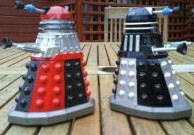 Custom painted RC Daleks from Dalek Battle Pack