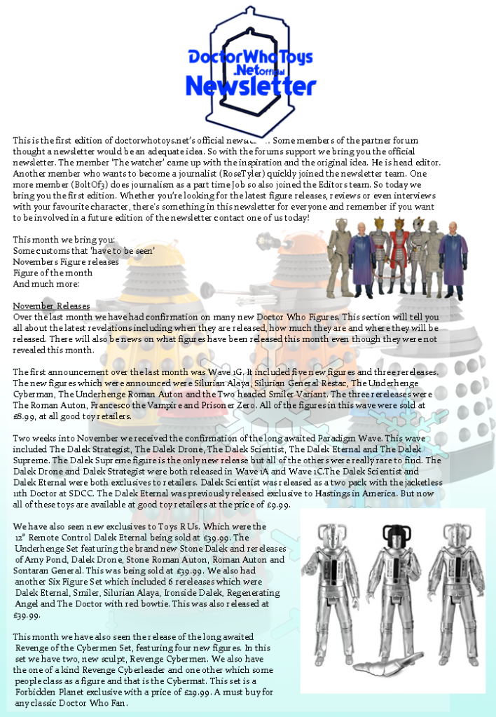 Doctor Who Toys Newsletter