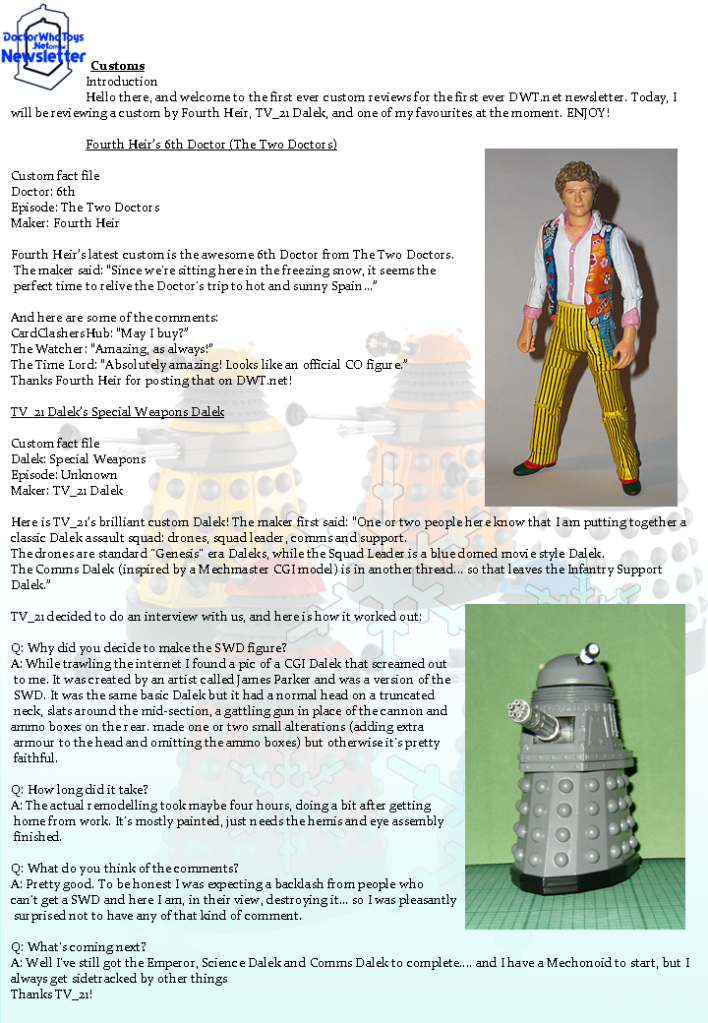 Doctor Who Toys Newsletter