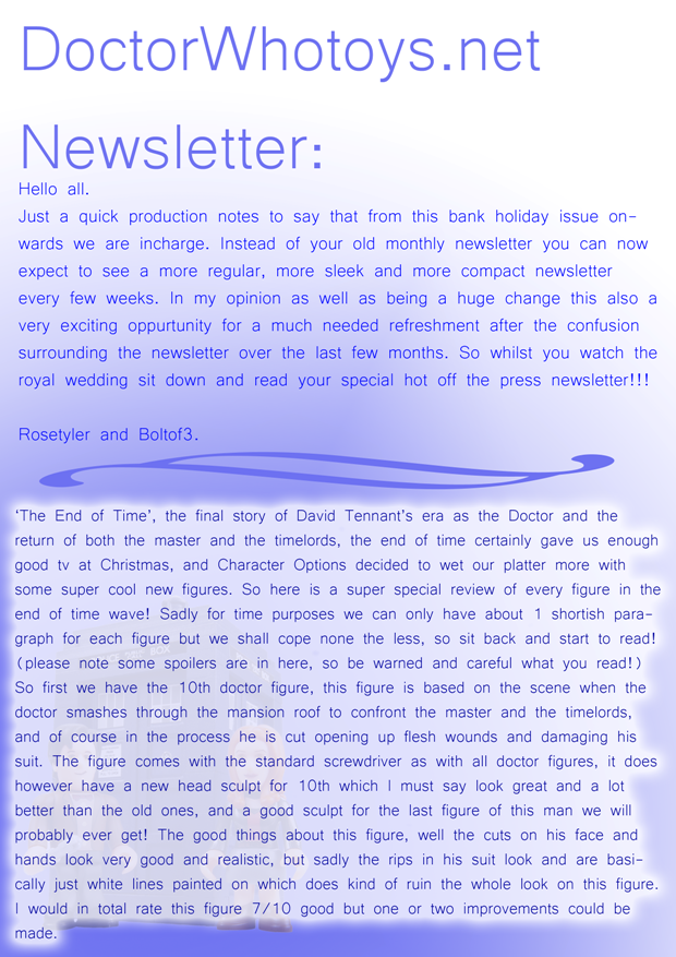 Doctor Who Toys Newsletter Issue 3