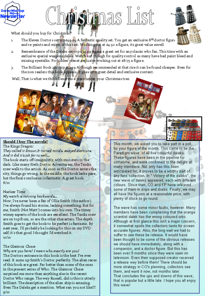 Doctor Who Toys Newsletter