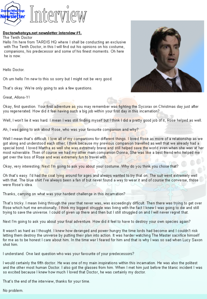 Doctor Who Toys Newsletter