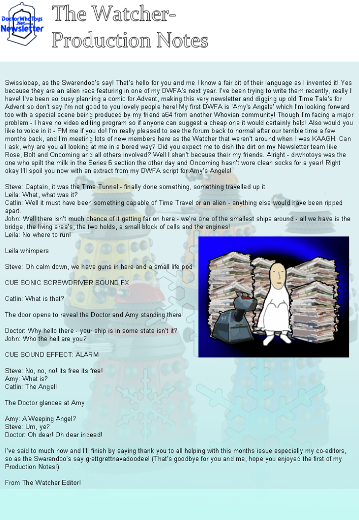 Doctor Who Toys Newsletter