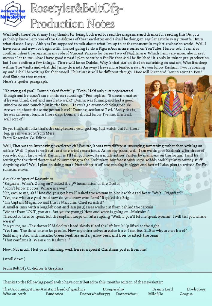Doctor Who Toys Newsletter