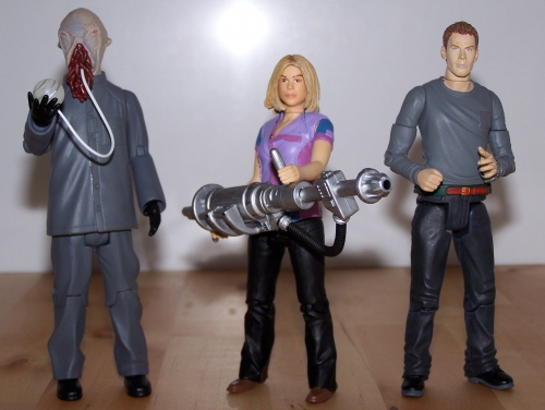 The Ood featuring Glow-In-The-Dark Eyes and Translation Orb, Rose Tyler With Ice Extinguisher & Toby Zed Un-Possessed