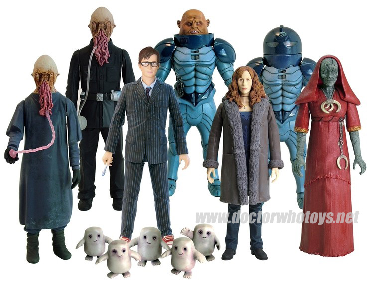 Doctor Who Action Figures Series 4 Wave 1: Natural Ood, Ood Sigma, The Doctor with 5 Adipose, Sontaran Commander Skorr, Donna Noble, Sontaran Trooper, Pyrovile Priestess