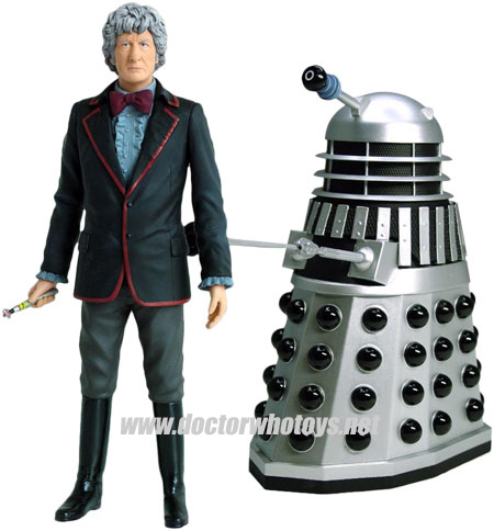 The Third Doctor Jon Pertwee & Silver Dalek Forbidden Planet 2009 Exclusive
